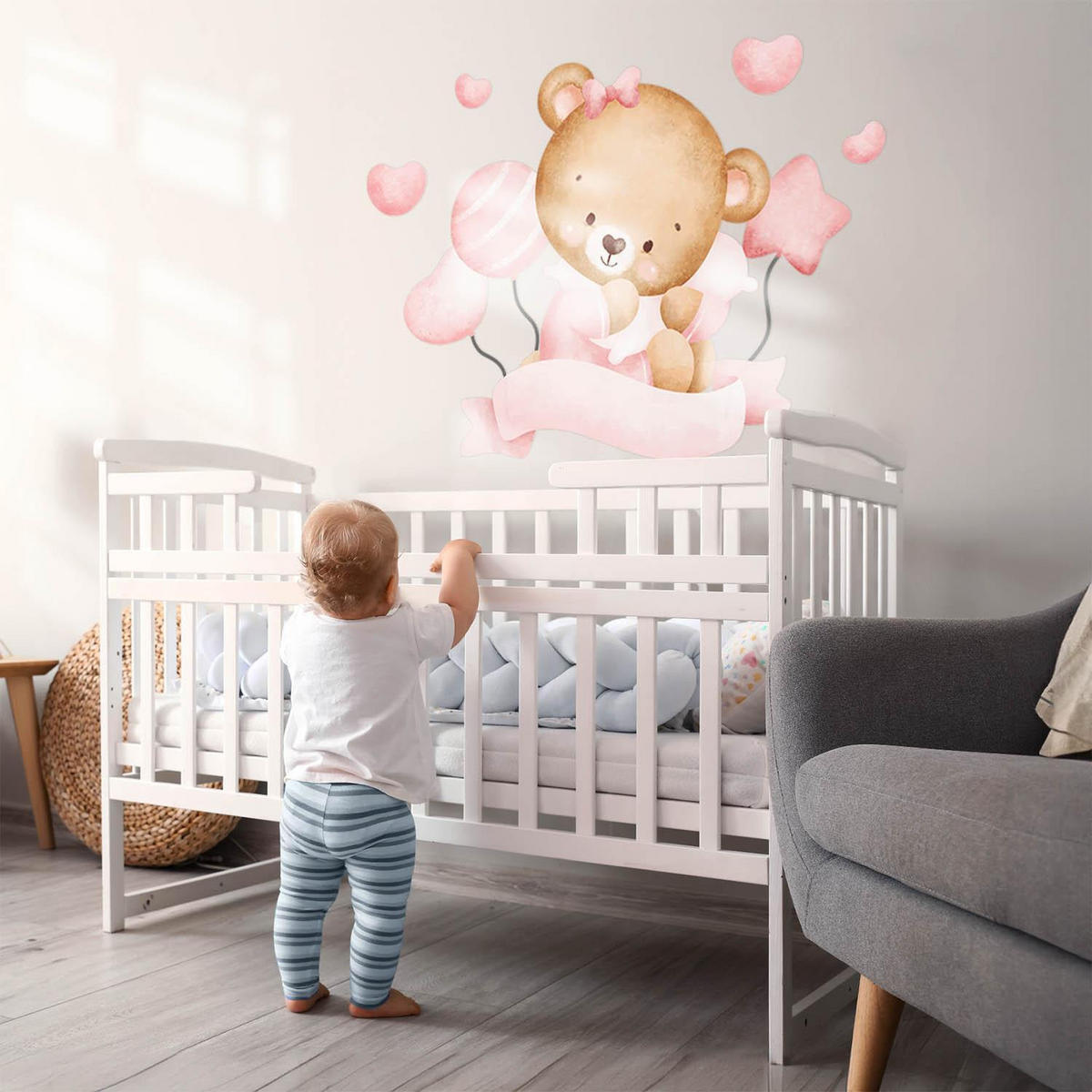 WANDAUFKLEBER 130x194cm - Süßer Bär - Multicolor, Kunststoff (130/194/0.1cm) - Wallfluent