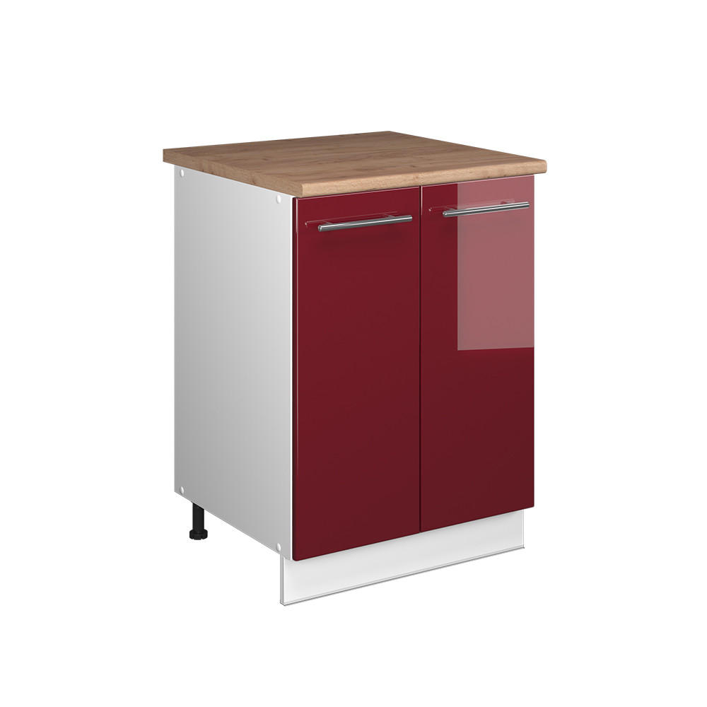 SPÜLENUNTERSCHRANK Fame-Line, Bordeaux Hochglanz/Weiß, 60 cm - Bordeaux/Weiß, Holzwerkstoff (60/82/60cm) - Vicco