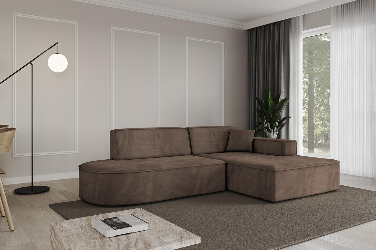 ECKSOFA Ottomane Rechts IREA-L1-v4 - 234x171x79 cm Braun - Braun, Holzwerkstoff/Textil (171/234cm) - ALTDECOR