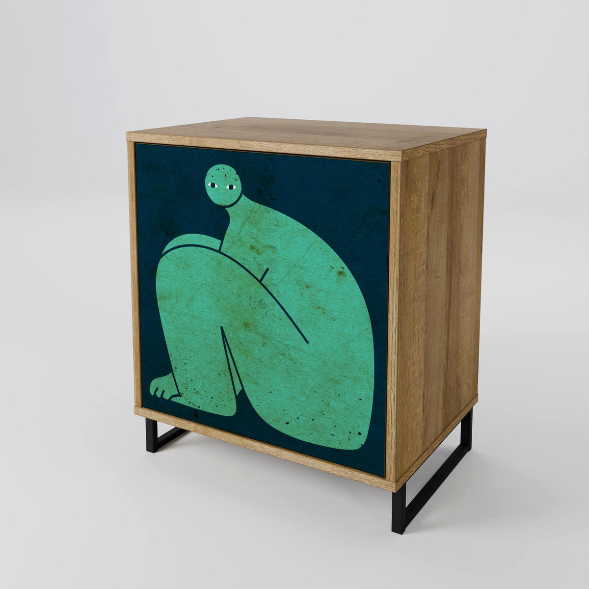 SIDEBOARD TOGETHER BUT SEPARATELY, Eichefarben, 57,5x42x77,5 cm, Schräge Buchenholzfüße - Eichefarben/Buchefarben, Holzwerkstoff/Buchenholz (57.5/77.5/42cm) - SpaceRebels