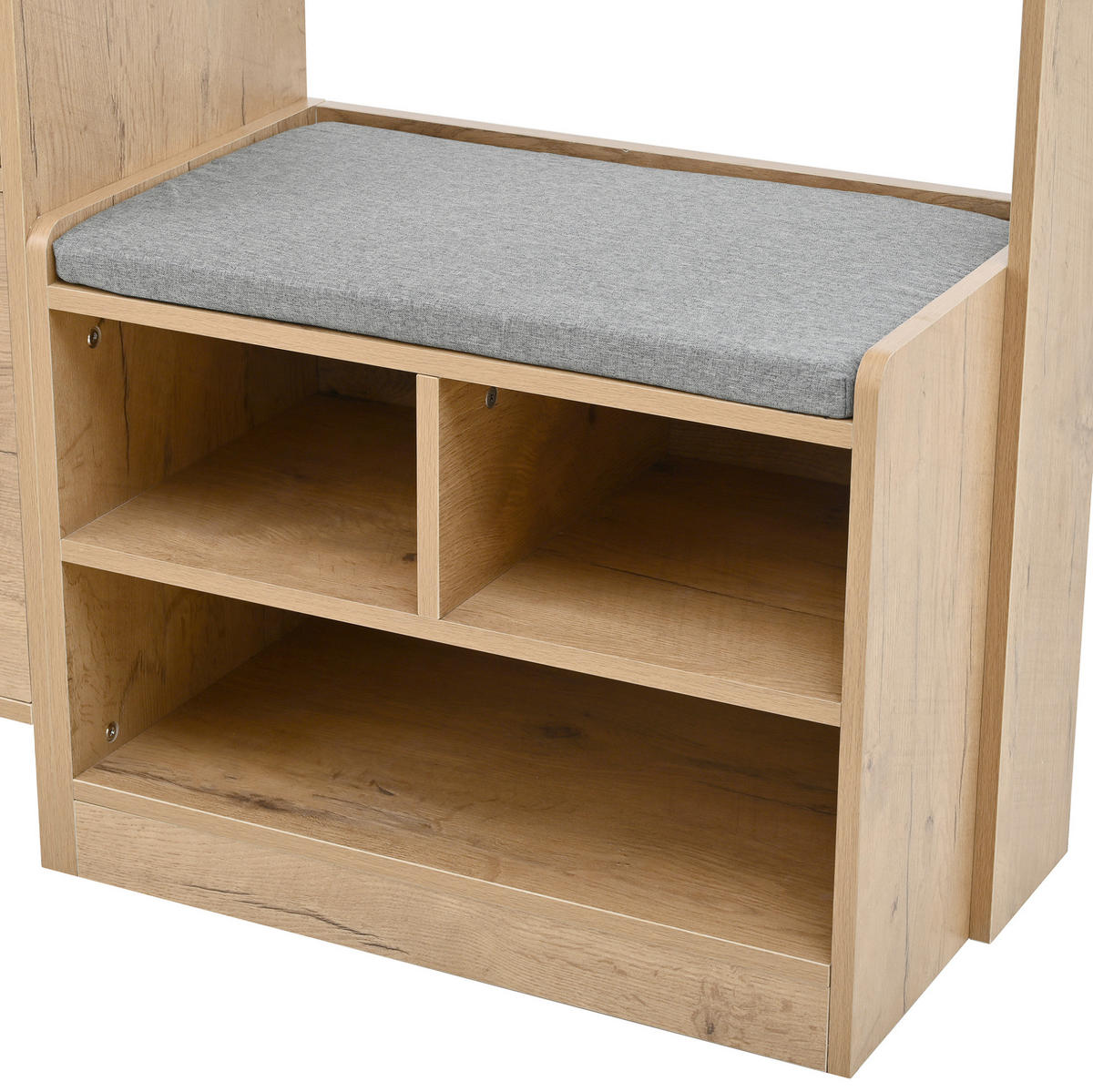 GARDEROBEN-SET mit Sitzbank 108,5 x 35 x 180 cm Natural+White 6-in-1 - Weiß, Holzwerkstoff (35/180/108.5cm) - Beauniv