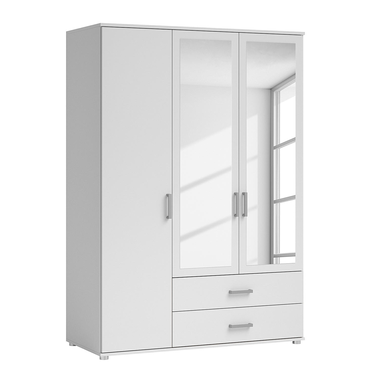 DREHTÜRENSCHRANK - Spanplatte - Silberfarben/Weiß, Holzwerkstoff/Kunststoff (125/190/51cm) - home24