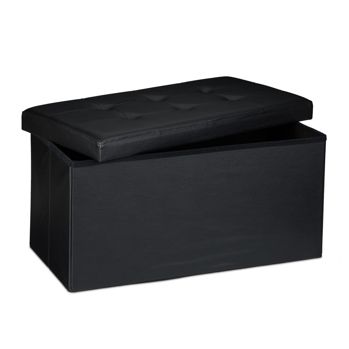 SITZBANK Stauraum - Schwarz, Holzwerkstoff/Kunststoff (38/38/76cm) - Relaxdays
