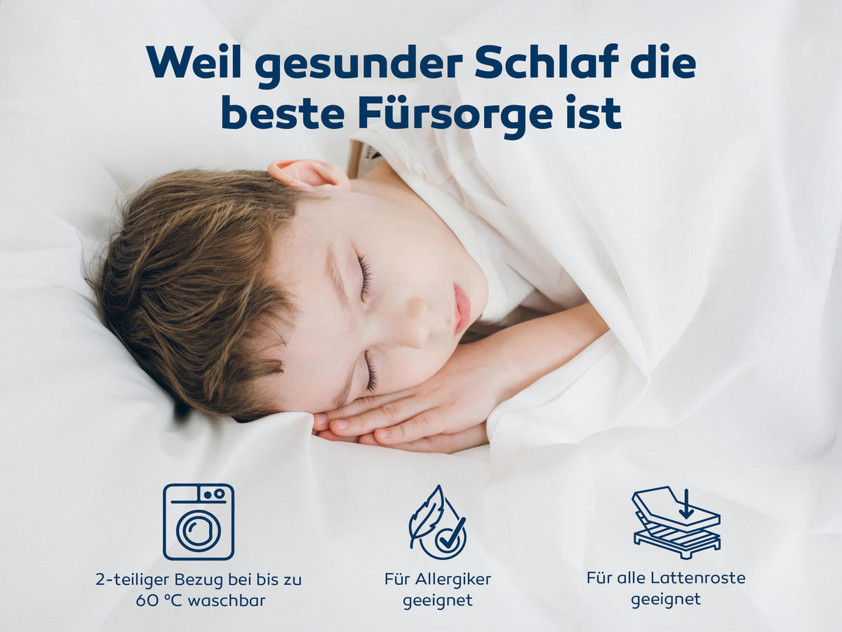 BETTEN-ABC Kidz-Duo Wendematratze mit waschbarem Bezug, Gesamthöhe ca. 14 cm - Weiß, Textil (100/200cm) - Betten-ABC