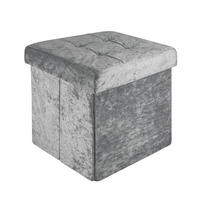 SITZBOX Faltbar mit Samtbezug 30/30/30 cm (Grau) - Grau, Karton (30/30/30cm) - Intirilife