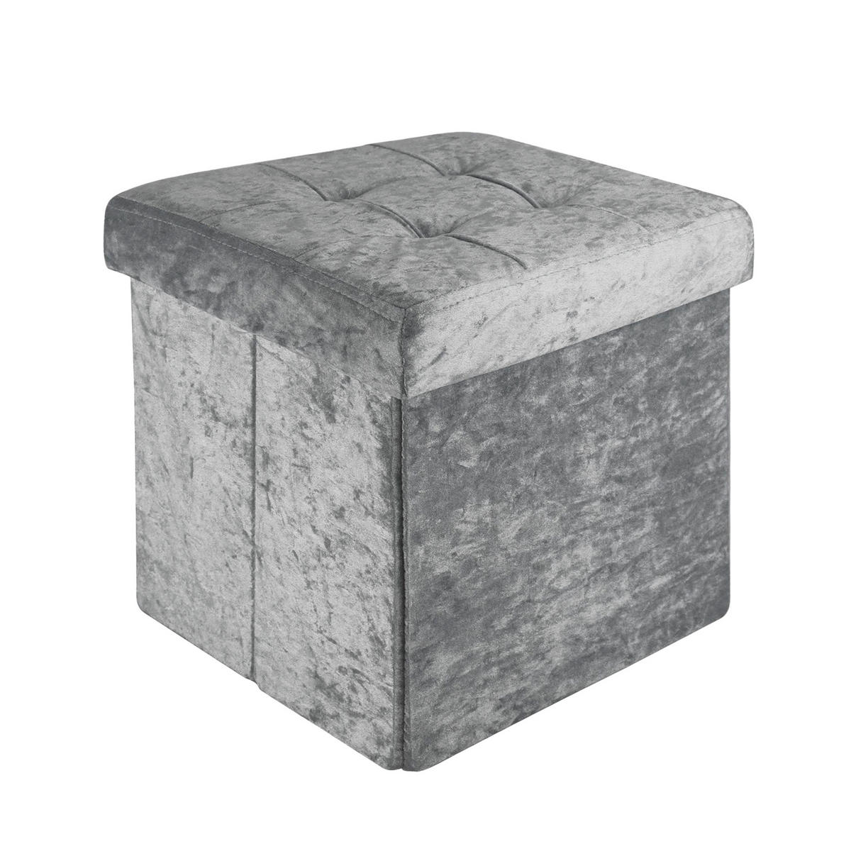 SITZBOX Faltbar mit Samtbezug 30/30/30 cm (Grau) - Grau, Karton (30/30/30cm) - Intirilife