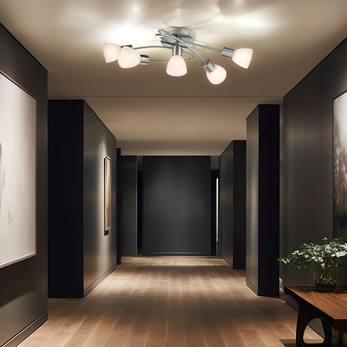 DECKENLEUCHTE PANNA Glas Silber - Silberfarben, Glas (61/36.5/21cm) - Globo Lighting