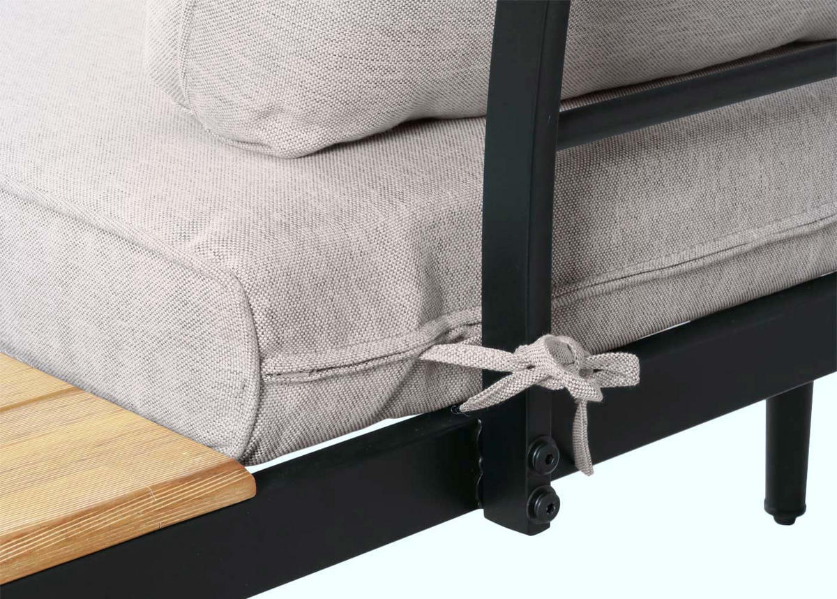 LOUNGE-SET Gartengarnitur Hellbraun Kissen Hellgrau - Braun, Metall - PROREGAL