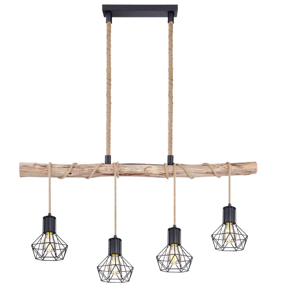 HÄNGELEUCHTE Metall Braun Holzoptik - Braun, Holz (100/15/120cm) - Globo Lighting