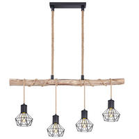 HÄNGELEUCHTE Metall Braun Holzoptik - Braun, Holz (100/15/120cm) - Globo Lighting