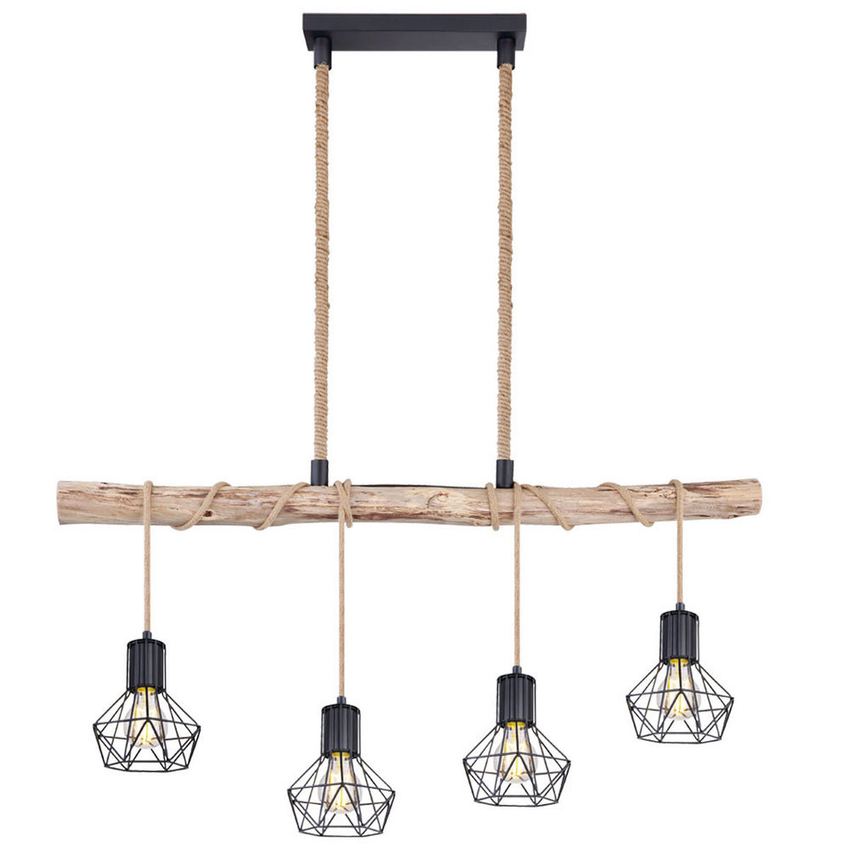 HÄNGELEUCHTE Metall Braun Holzoptik - Braun, Holz (100/15/120cm) - Globo Lighting