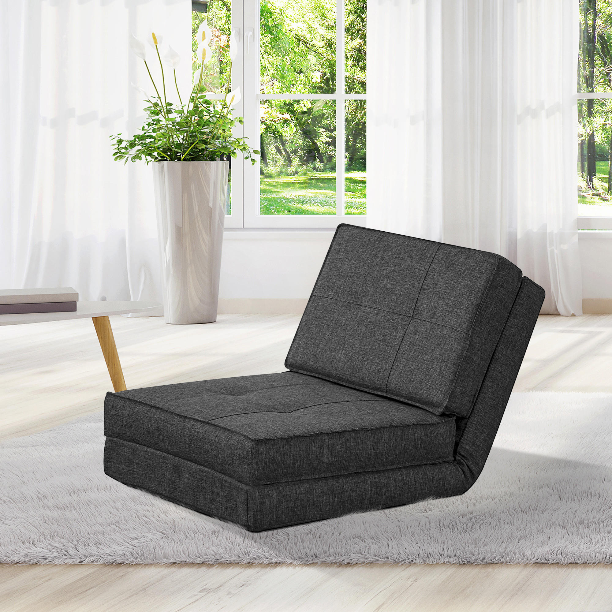 Thumbnail - Homcom Bodensofa, Dunkelgrau, Kunststoff, 61x58x73 cm, Wohnzimmer, Sofas & Couches, Schlafsofas