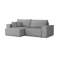 ECKSOFA MATT 255/153 cm links in Cord Hellgrau - Hellgrau/Schwarz, Holz/Holzwerkstoff (255/153cm) - Deine Möbel 24