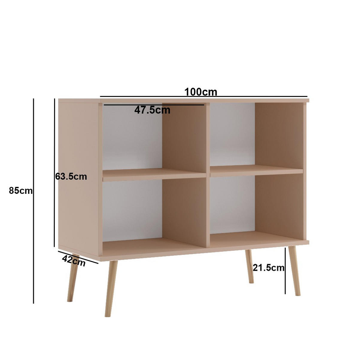 KOMMODE Ikon Kaschmir, Zweitürig mit Holz Beine - Kaschmir/Beige, Holz/Holzwerkstoff (100/85/42cm) - Bettso