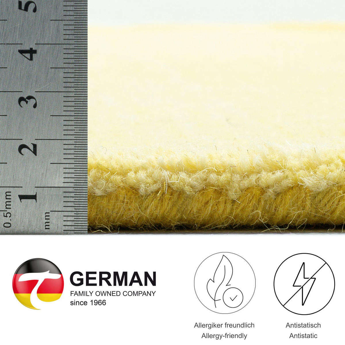 TUFTTEPPICH Wool Comfort 70x140 cm - Gelb, Textil (70/140cm) - THEKO