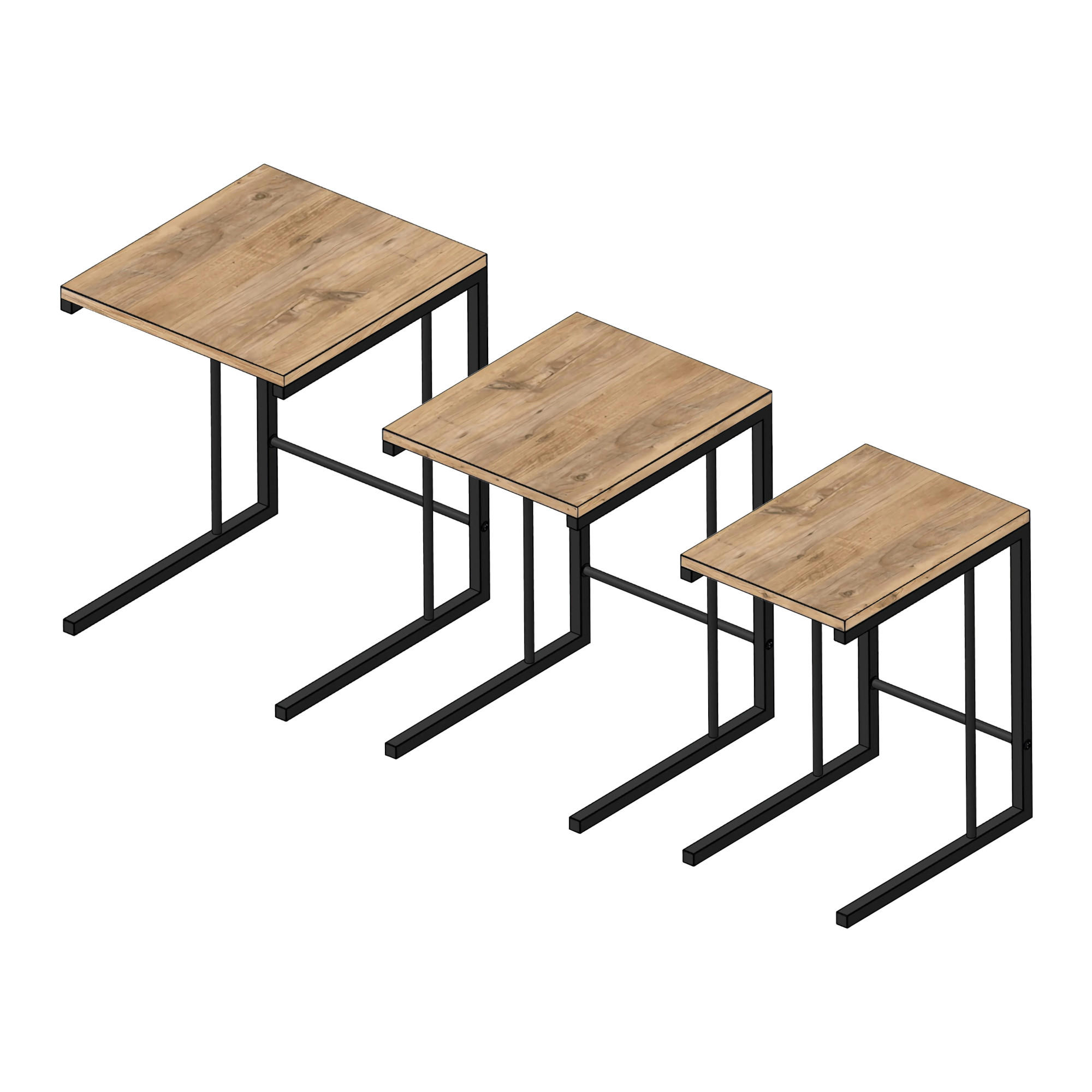 SATZTISCH Jakobstad im 3er Set - Braun, Holzwerkstoff (40/44/55cm) - [en.casa]