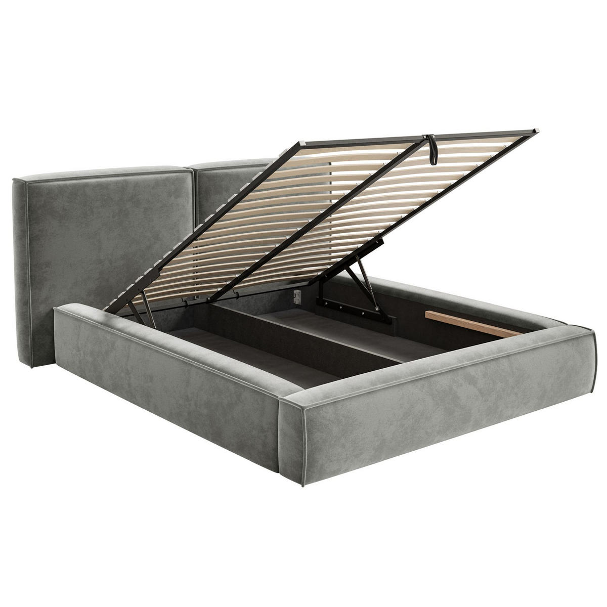 POLSTERBETT Tilves Grau 200x200 cm - Schwarz/Grau, Kunststoff/Textil (200/200cm) - Selsey