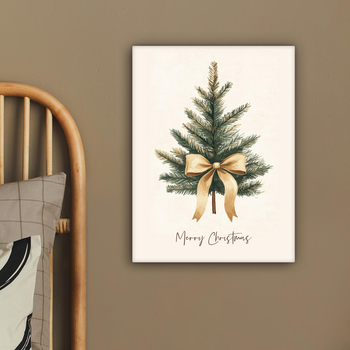 LEINWANDBILD Weihnachtsbaum - Weihnachten - Frohe Weihnachten - Beige 30x40 cm - Sandfarben, Textil (30/40cm) - MuchoWow