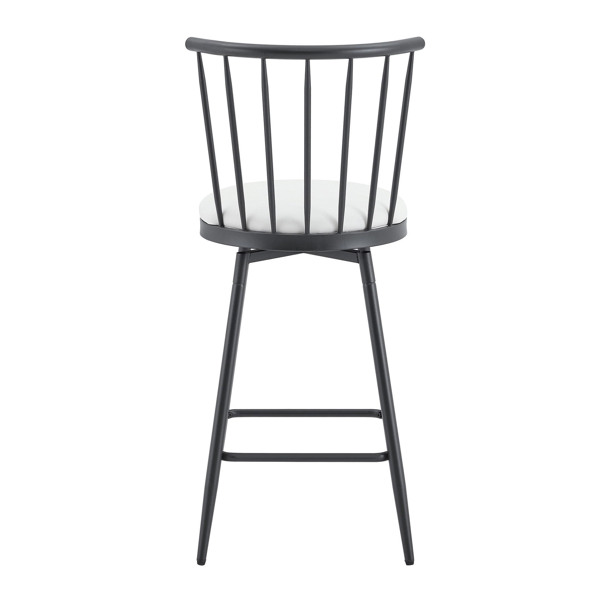 BARHOCKER Weiß mit gepolstertem Kunstledersitz und Fußstütze - Weiß, Metall (39/96/39cm) - MIVRAY