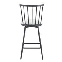 BARHOCKER Weiß mit gepolstertem Kunstledersitz und Fußstütze - Weiß, Metall (39/96/39cm) - MIVRAY