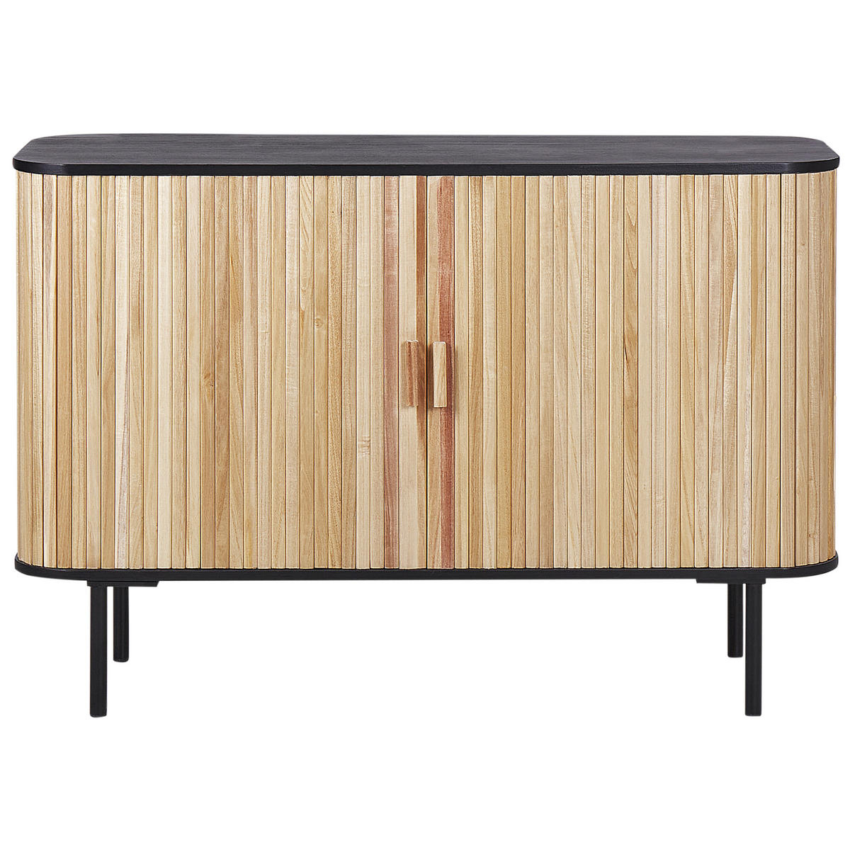 SIDEBOARD Heller Holzfarbton Lindon - Hellbraun/Schwarz, Holz (120/81/40cm) - Beliani