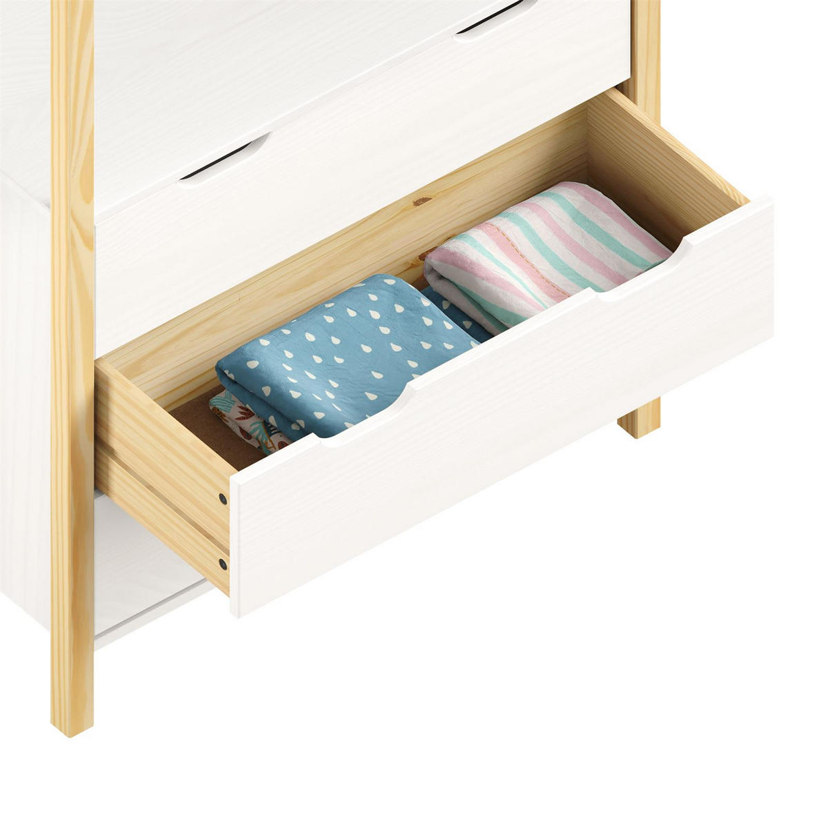 KOMMODE AMIRA - Naturfarben/Weiß, Holz (83/152/41cm) - IDIMEX
