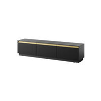 LOWBOARD Loren 180 cm in Schwarz, dreitürig, mit geriffelten Fronten - Schwarz, Holzwerkstoff/Kunststoff (182/42/39cm) - Ravio