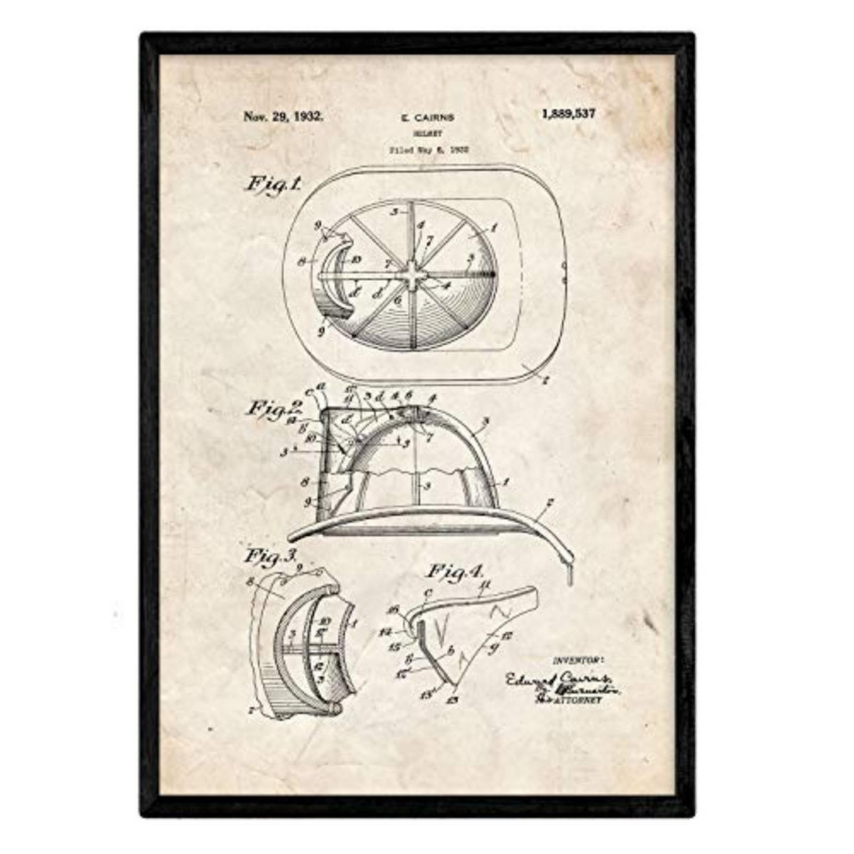 POSTER Feuerwehrhelm Patent 2 A3 Rahmenlos - Klar, Papier (29.7/5/42cm) - Nacnic