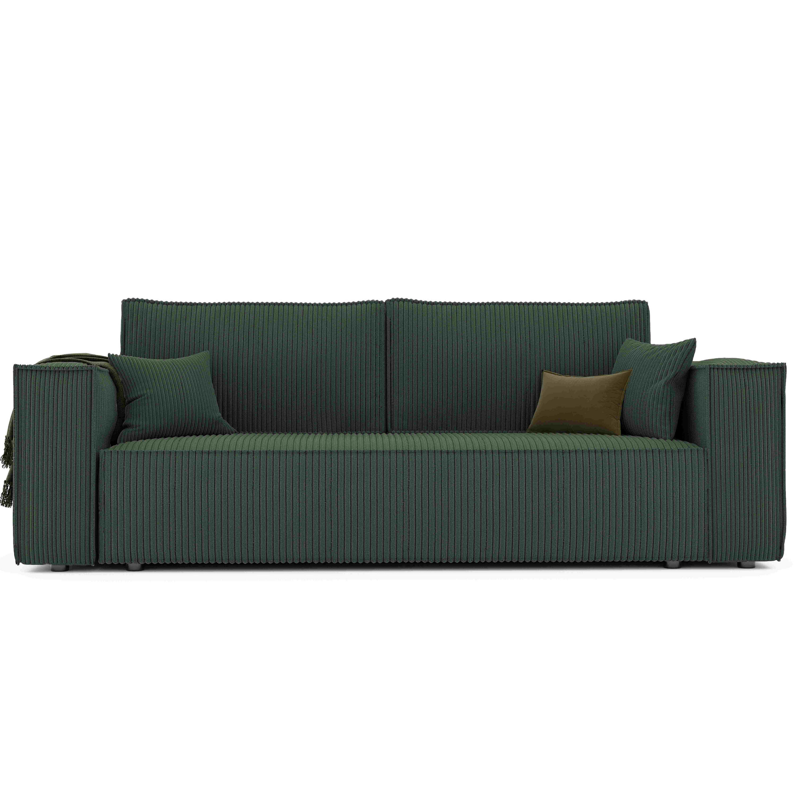 SOFA mit Schlaffunktion und Bettkasten, Grün - Grün, Holzwerkstoff/Textil (240/84/105cm) - Idohome