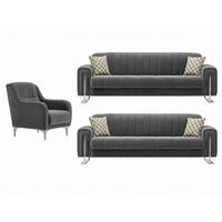 SITZGARNITUR Kochi, Grau Stellvariante 3+3+1 - Grau, Holzwerkstoff/Metall (243/85/95cm)