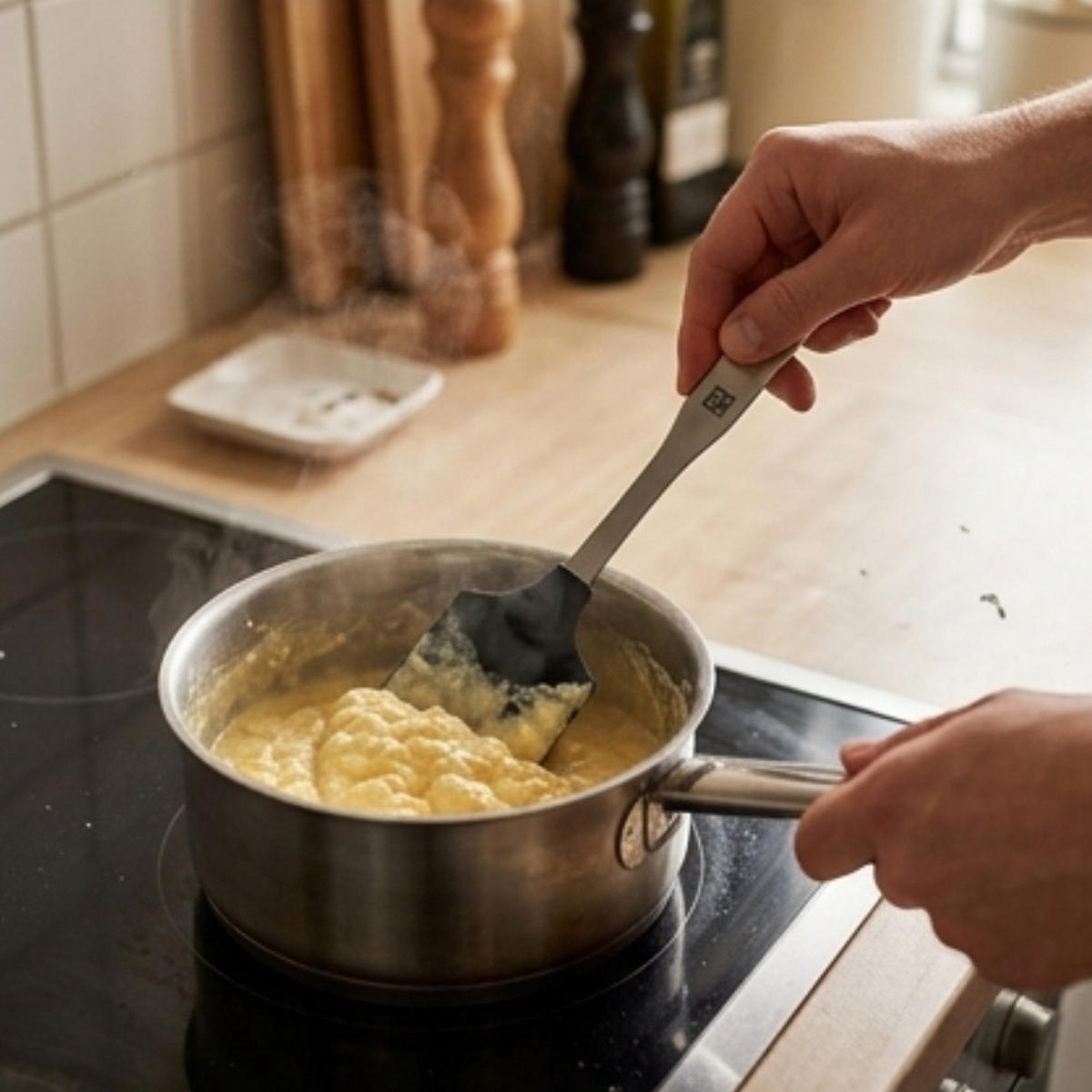 TEIGSCHABER Silikon Edelstahl Spatel Backspatel Küchenhelfer - Silberfarben/Schwarz, Kunststoff/Metall (6/2/31cm) - Zwilling