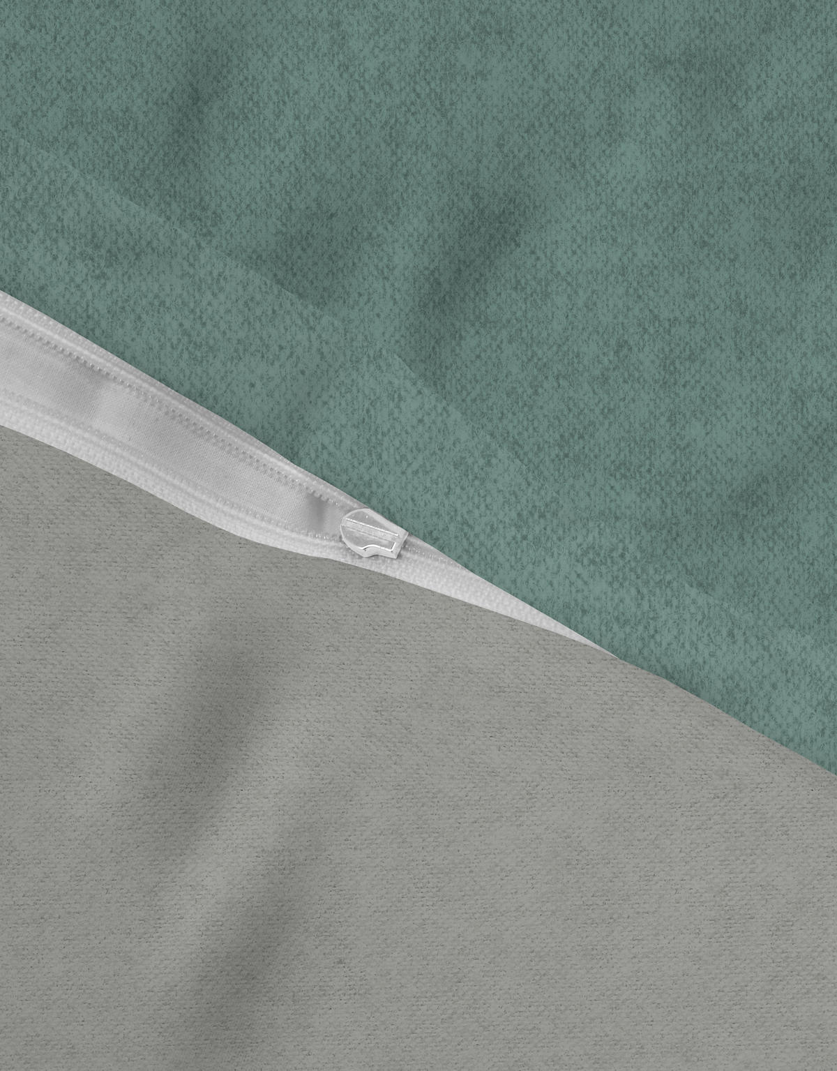 BETTWÄSCHE-GARNITUR Biber Melange UNI fichte, 155x200 cm + 80x80 cm - Dunkelgrün, Textil (155/200cm) - biberna