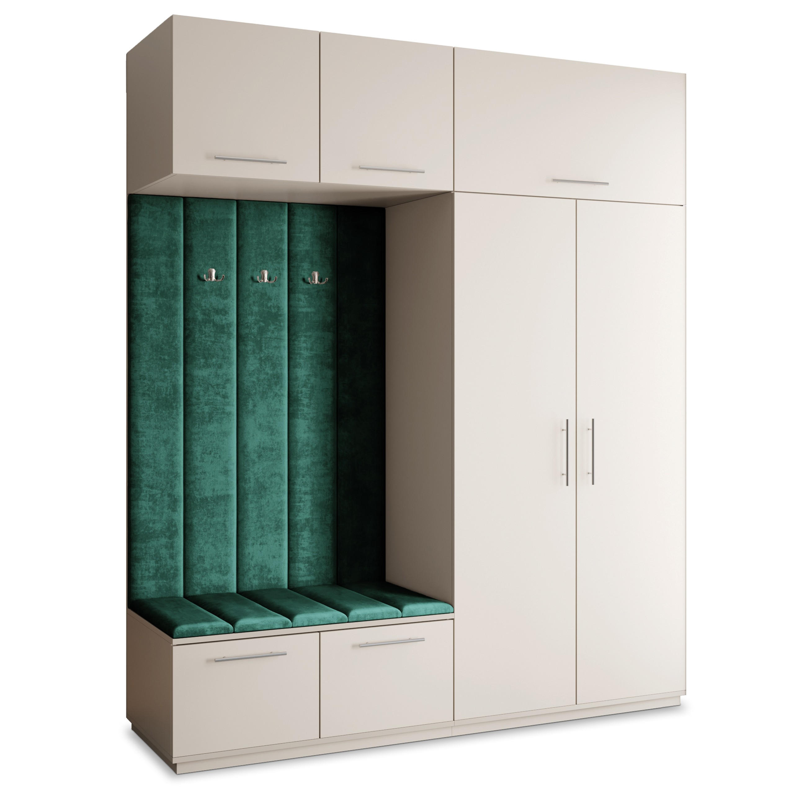 GARDEROBENSCHRANK REMA 200/240/60 cm Modern Garderobe-Set Kaschmir - Kaschmir/Grün, Holzwerkstoff (200/240/60cm) - MASSENO