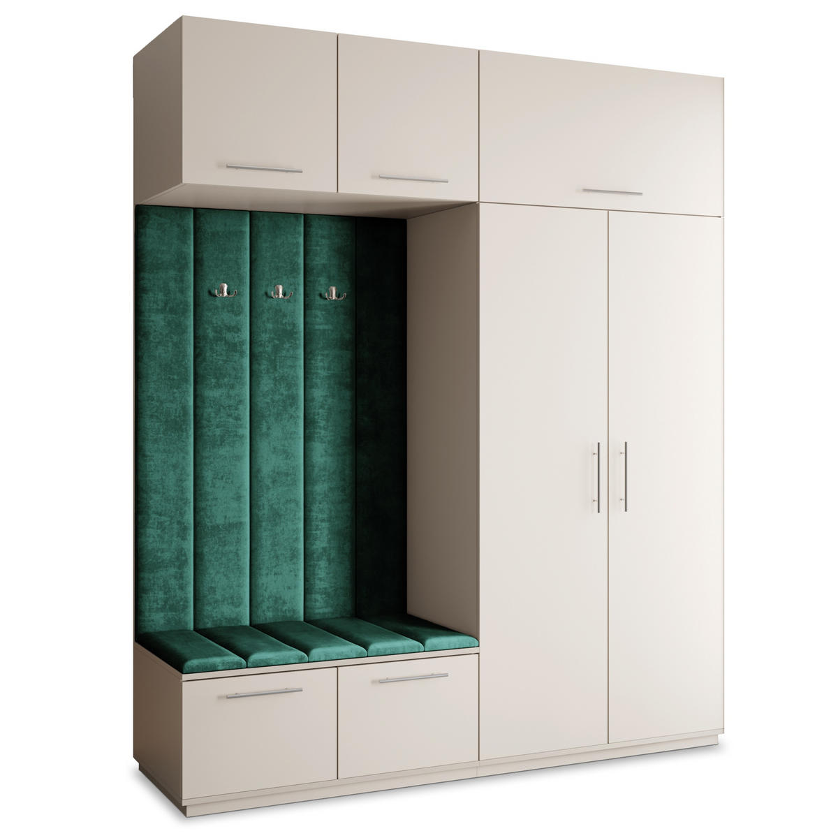 GARDEROBENSCHRANK REMA 200/240/60 cm Modern Garderobe-Set Kaschmir - Kaschmir/Grün, Holzwerkstoff (200/240/60cm) - MASSENO