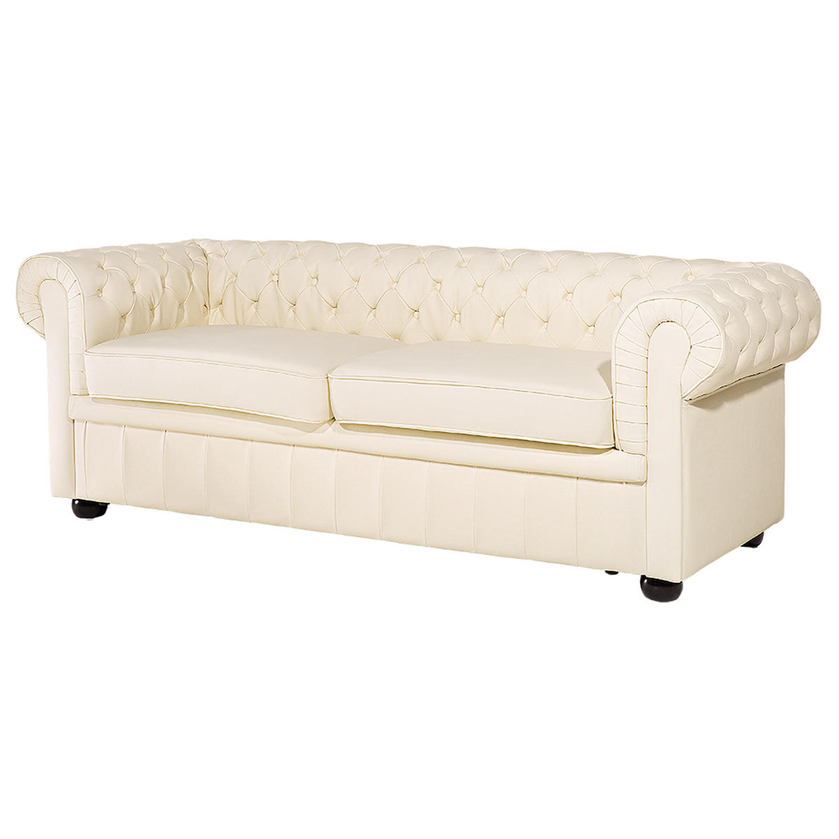 SOFA Leder Creme Chesterfield - Beige, Leder/Fell (195/70/75cm) - Beliani