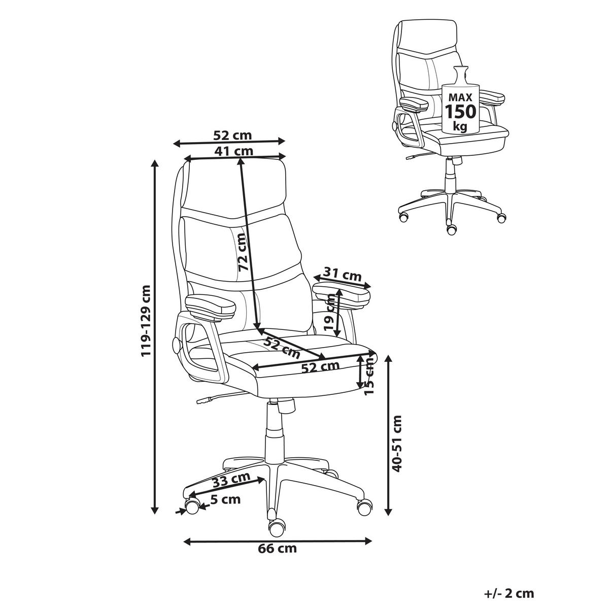 CHEFSESSEL Schwarz Ruler - Schwarz, Kunststoff (66/119/66cm) - Beliani