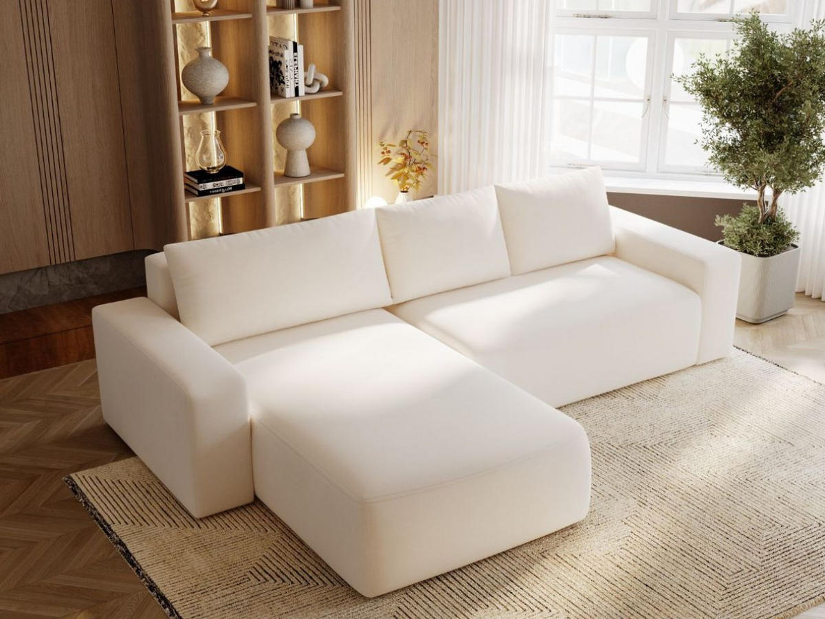 ECKSOFA Tazones Creme Links - Creme, Holz/Kunststoff (250/165cm) - Graingold