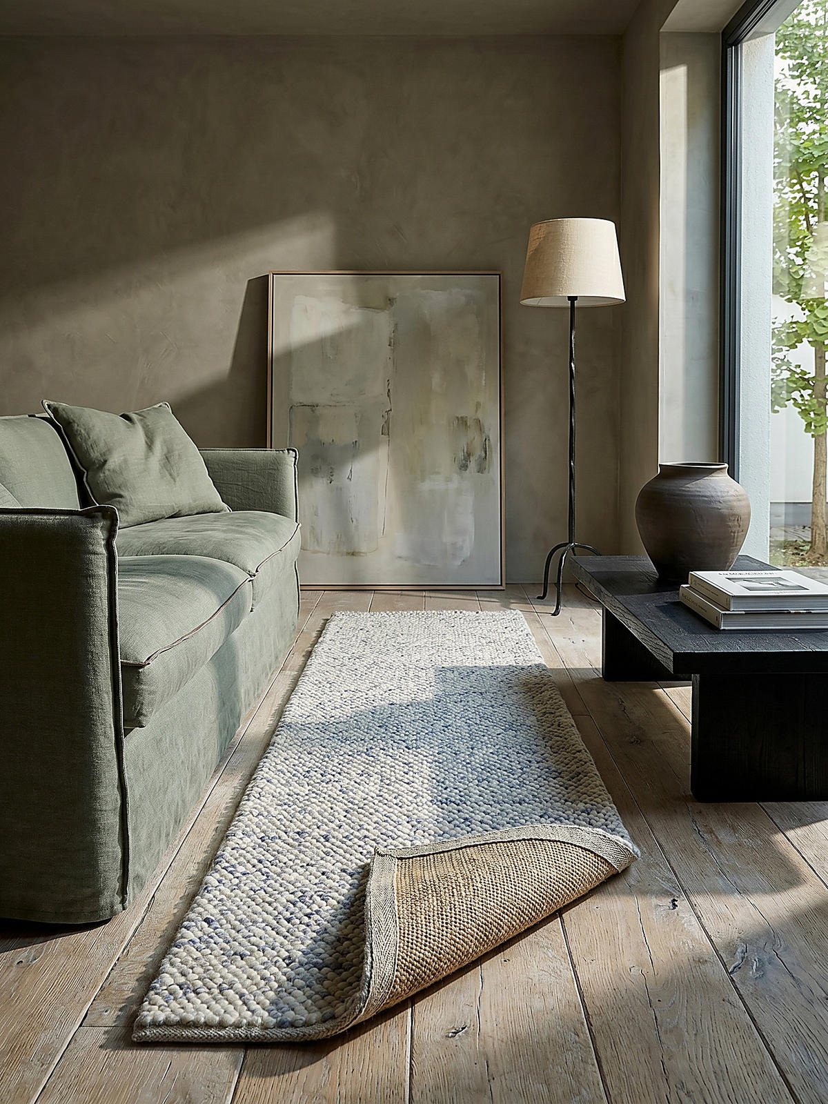 WOLLTEPPICH handgewebt MEDWAY, einfarbig, Hellblau, 60 x 230 cm - Blau, Textil (60/230cm) - KADIMA DESIGN