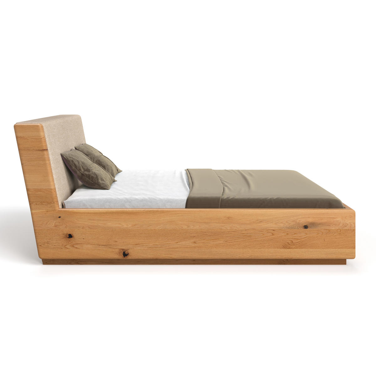 MASSIVHOLZBETT Aura Tilt aus Eiche mit Bettkasten 180x220 cm, Storm 06 (Beige) - Eichefarben/Braun, Holz (180/220cm) - Danzz