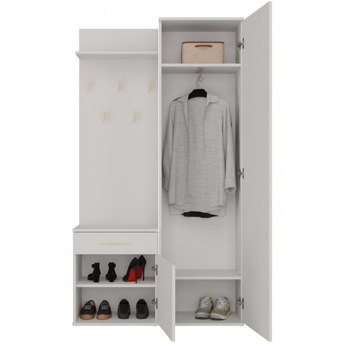 FLURMÖBEL-SET Duvio Greige - Taupe/Silberfarben, Holzwerkstoff/Kunststoff (100/35/180cm) - Selsey