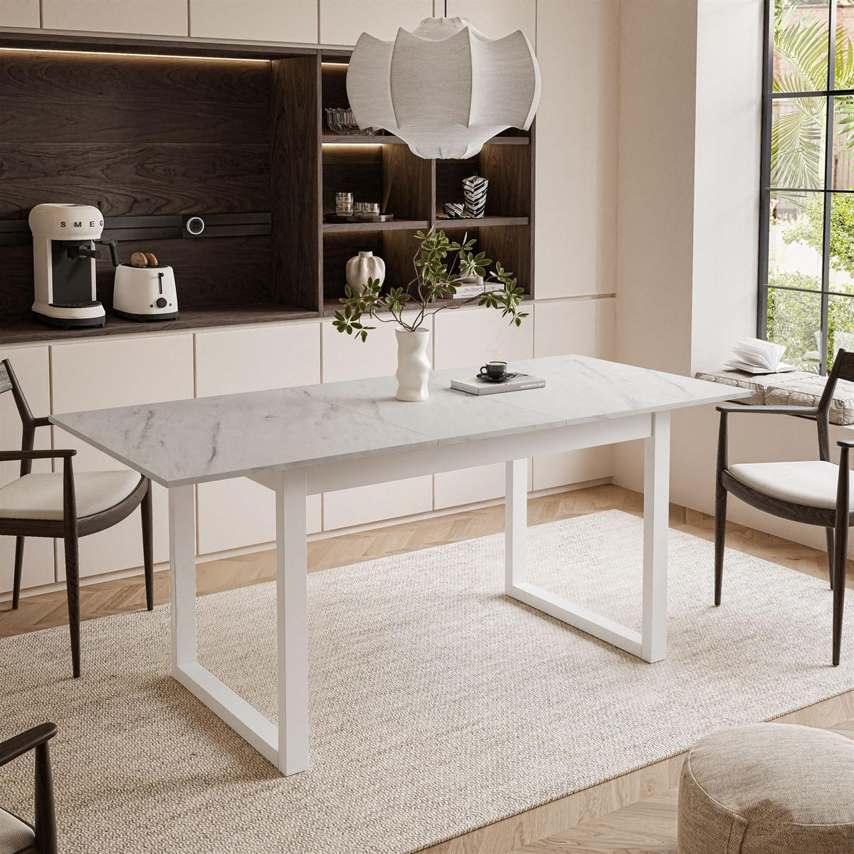 ESSTISCH ARTON II ausziehbarer Tisch 140-195 cm für 6-8 Personen - Multicolor/Weiß, Holzwerkstoff/Metall (140/80/77cm) - Lookway