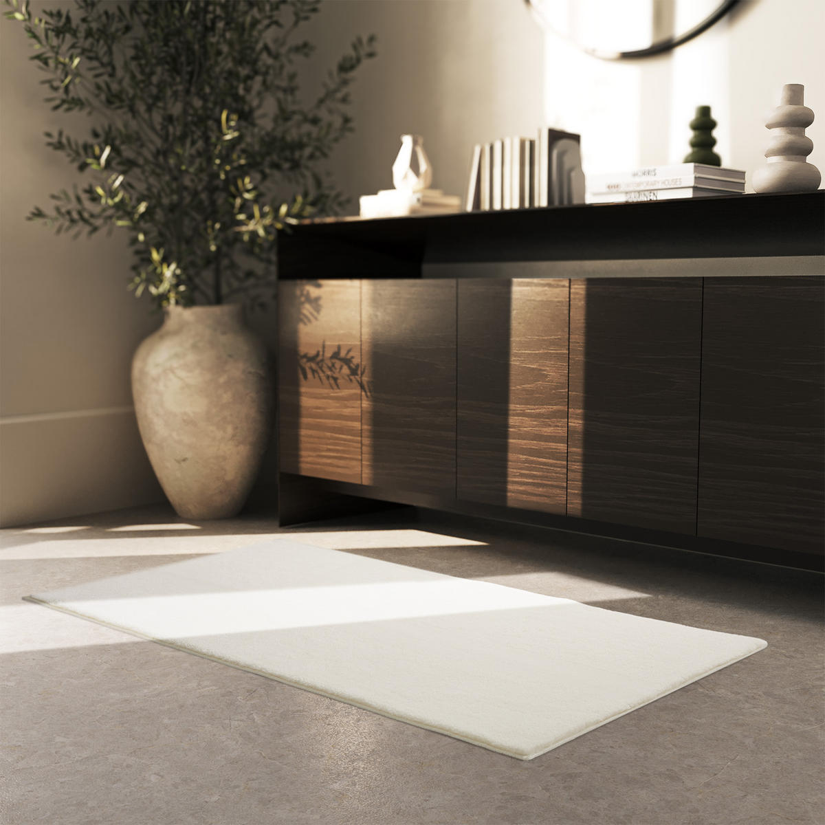 KURZFLORTEPPICH Soft Zone,rutschfeste Unterseite,creme - Creme, Kunststoff (150/80cm) - tectake