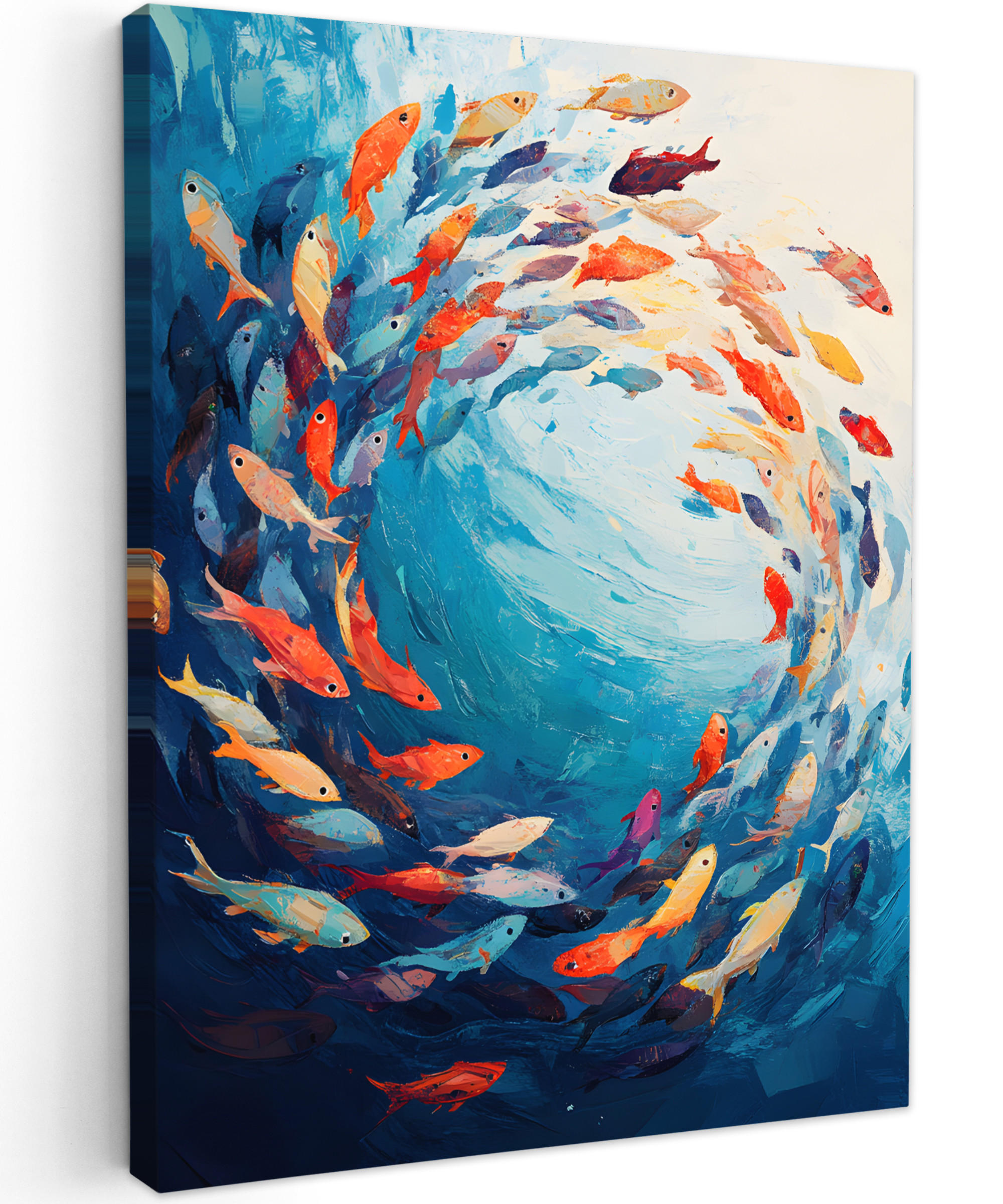 LEINWANDBILD Meer - Fische - Bunt - Dynamisch 60x80 cm - Hellblau, Textil (60/80cm) - MuchoWow