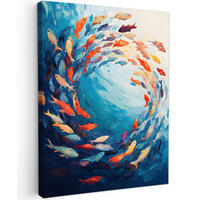 LEINWANDBILD Meer - Fische - Bunt - Dynamisch 60x80 cm - Hellblau, Textil (60/80cm) - MuchoWow