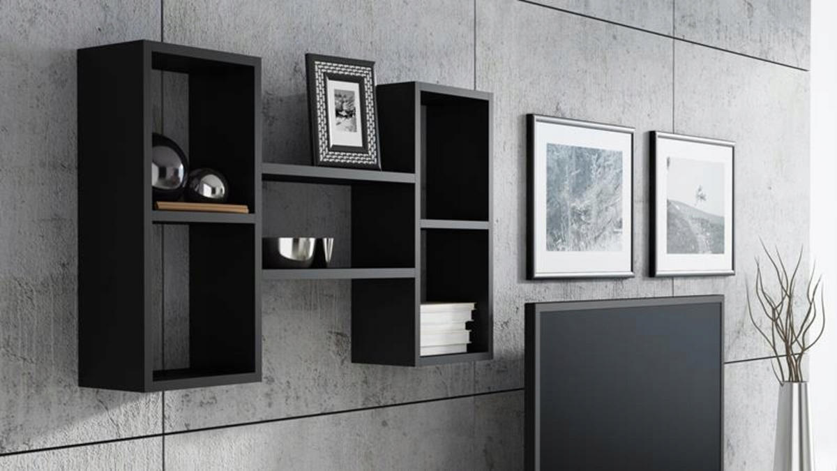WANDREGAL Polon Schwarz 92/21/65 cm - Schwarz, Holzwerkstoff (92/65/21cm) - Matkam Möbel