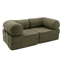SOFA SURB Duo 100 Schlafsofa 2-Sitzer Khaki 200/100 cm - Chromfarben/Grün, Textil/Metall (200/70/100cm) - SURB