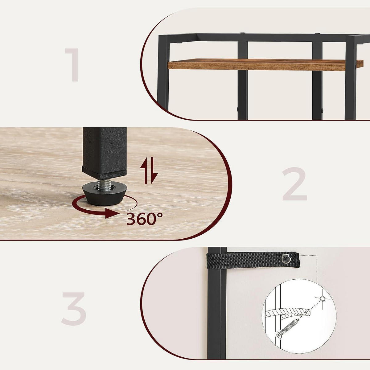 LEITERREGAL 5 Ebenen Vintagebraun und Schwarz 40 x 30 x 130 cm - Braun, Holzwerkstoff (30/130/40cm)