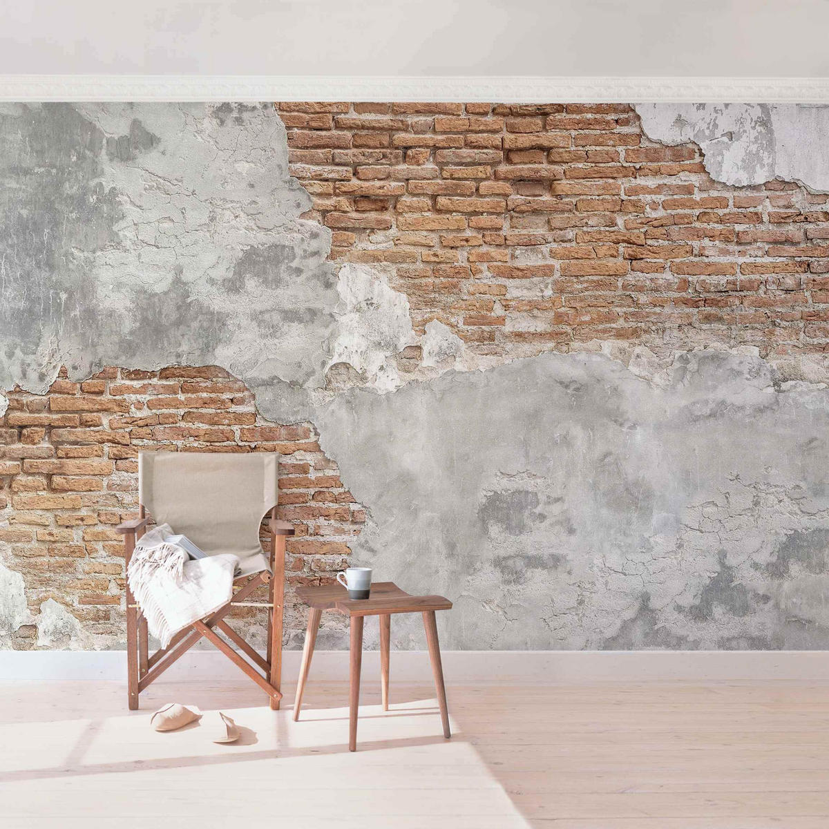 FOTOTAPETE Shabby Backstein Wand 336/225 cm - Braun, Papier (336/225cm) - Bilderwelten