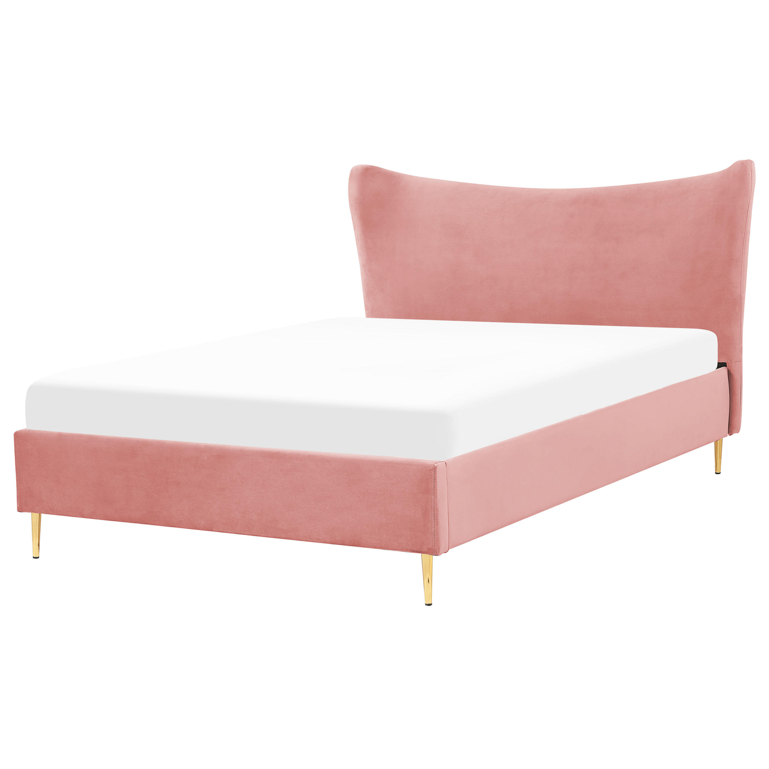 POLSTERBETT 140/200cm Pfirsichrosa Chaleix - Pink, Textil (140/200cm) - Beliani