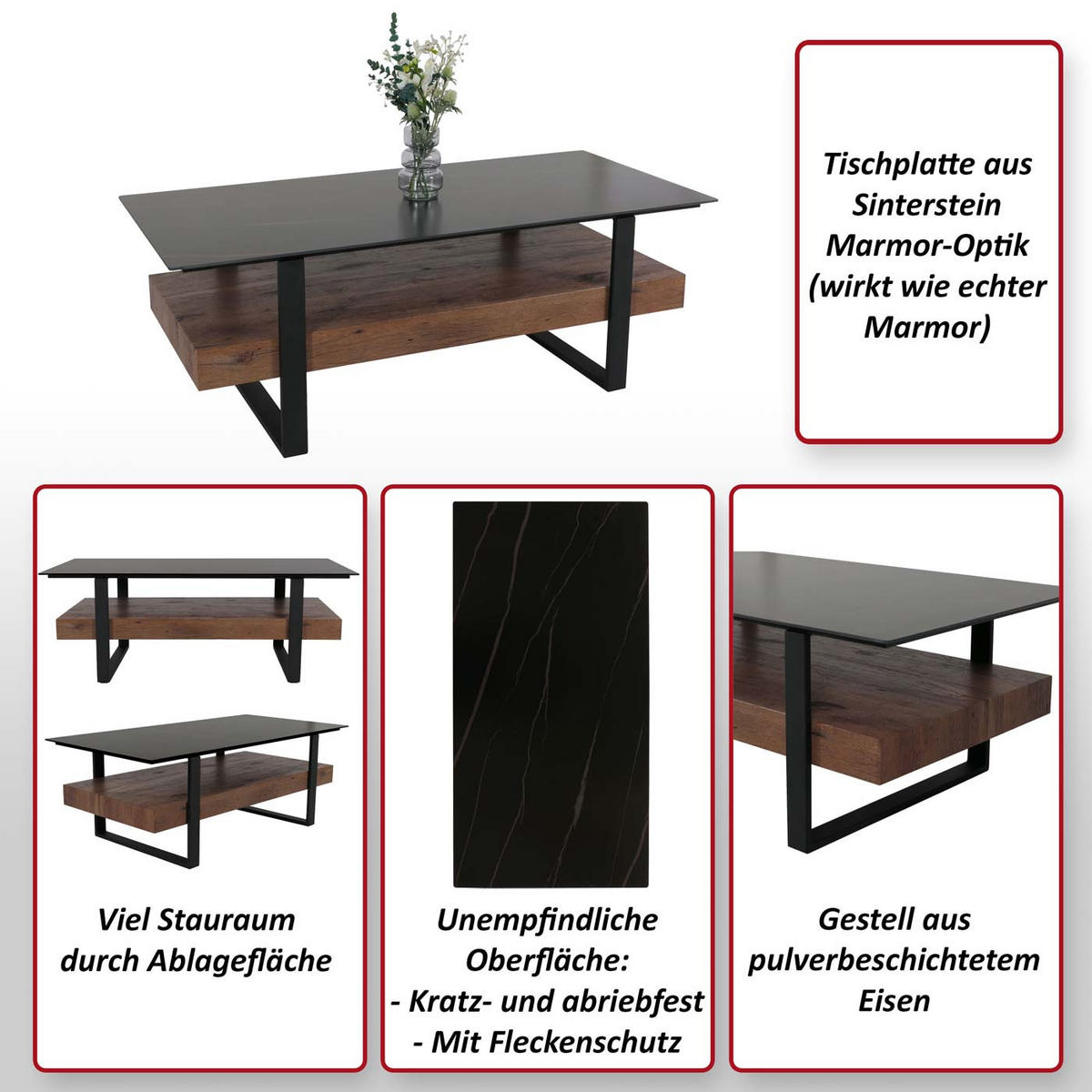 COUCHTISCH rechteck Schwarz - Schwarz, Holz (60/120/43cm) - MCW